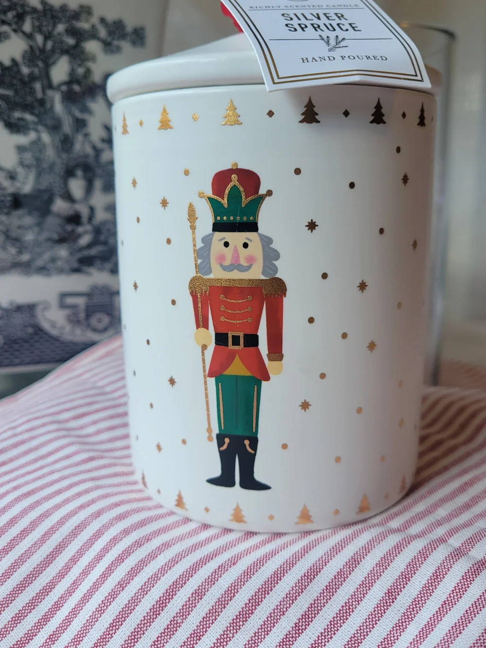 DW Home Silver Spruce Ceramic Nutcracker Candle